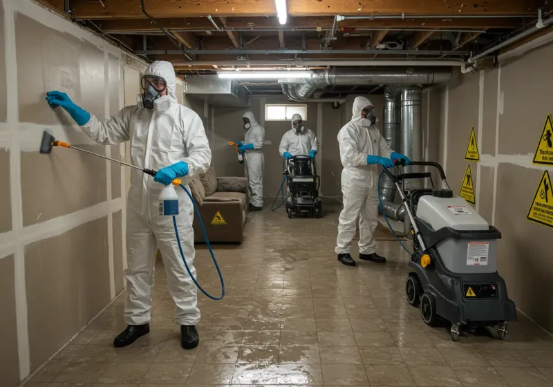 Basement Moisture Removal and Structural Drying process in De Witt, AR